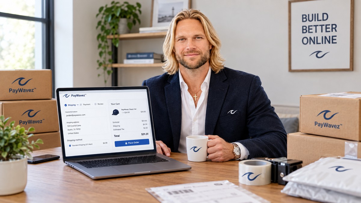 Online seller reviewing e-commerce payment processing costs on a laptop
